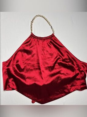 Wearever Red Satin Halter w/ Gold Chain-XXL